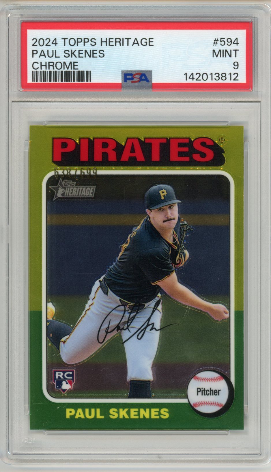 2024 Topps Heritage Paul Skenes Chrome Graded Rookie Card #594 /699 PSA 9