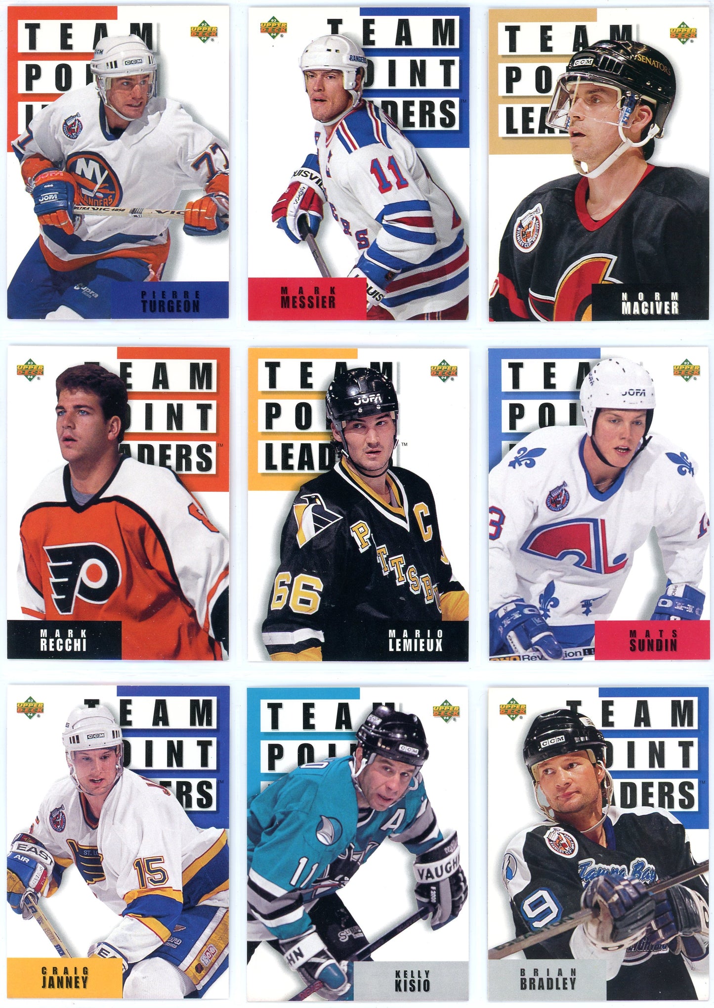 1993/94 Upper Deck NHL Hockey Card Series 1 Set (310 Cards)