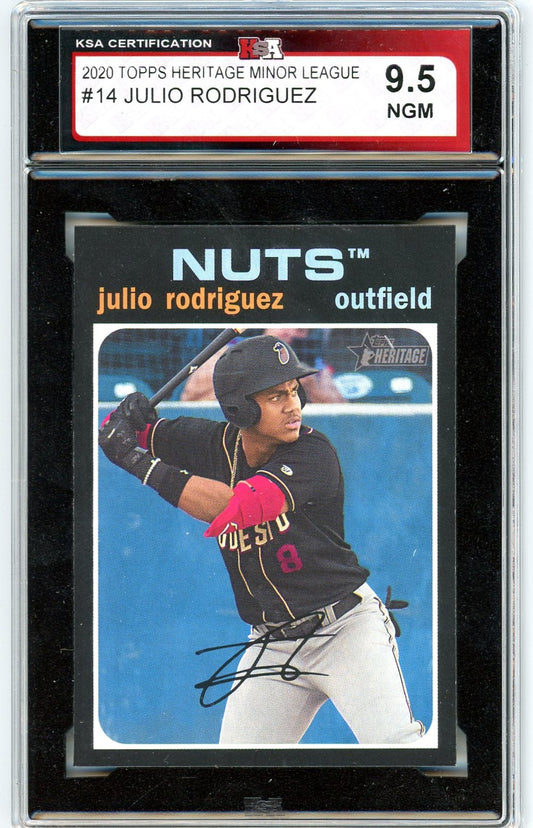 2020 Topps Heritage Minor League Julio Rodriguez Graded Card #14 KSA 9.5