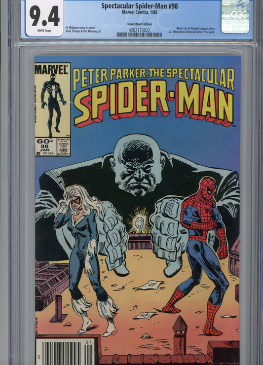 1985 Spectacular Spider-Man #98 Graded Comic Book Al Milgram Cover CGC 9.4