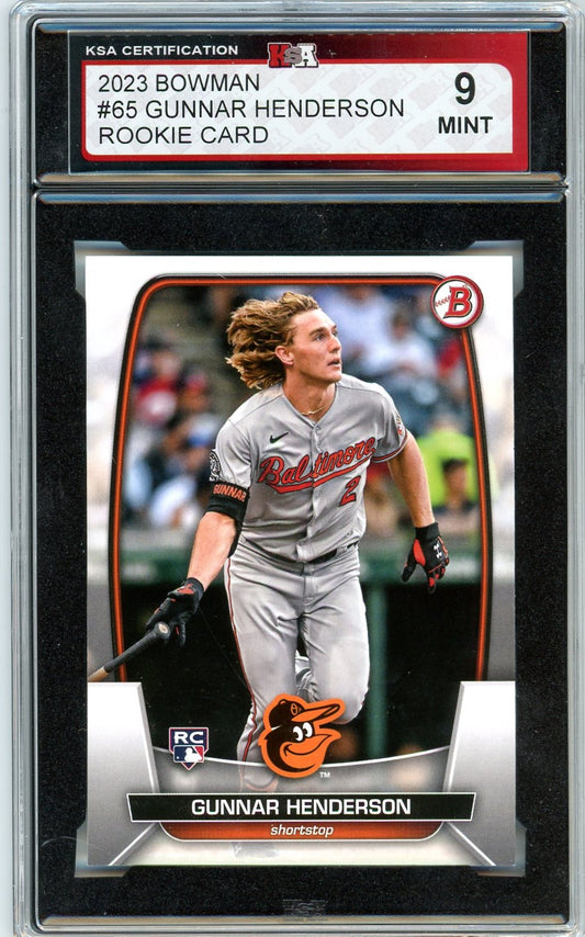 2023 Bowman Gunnar Henderson Graded Rookie Card #65 KSA 9
