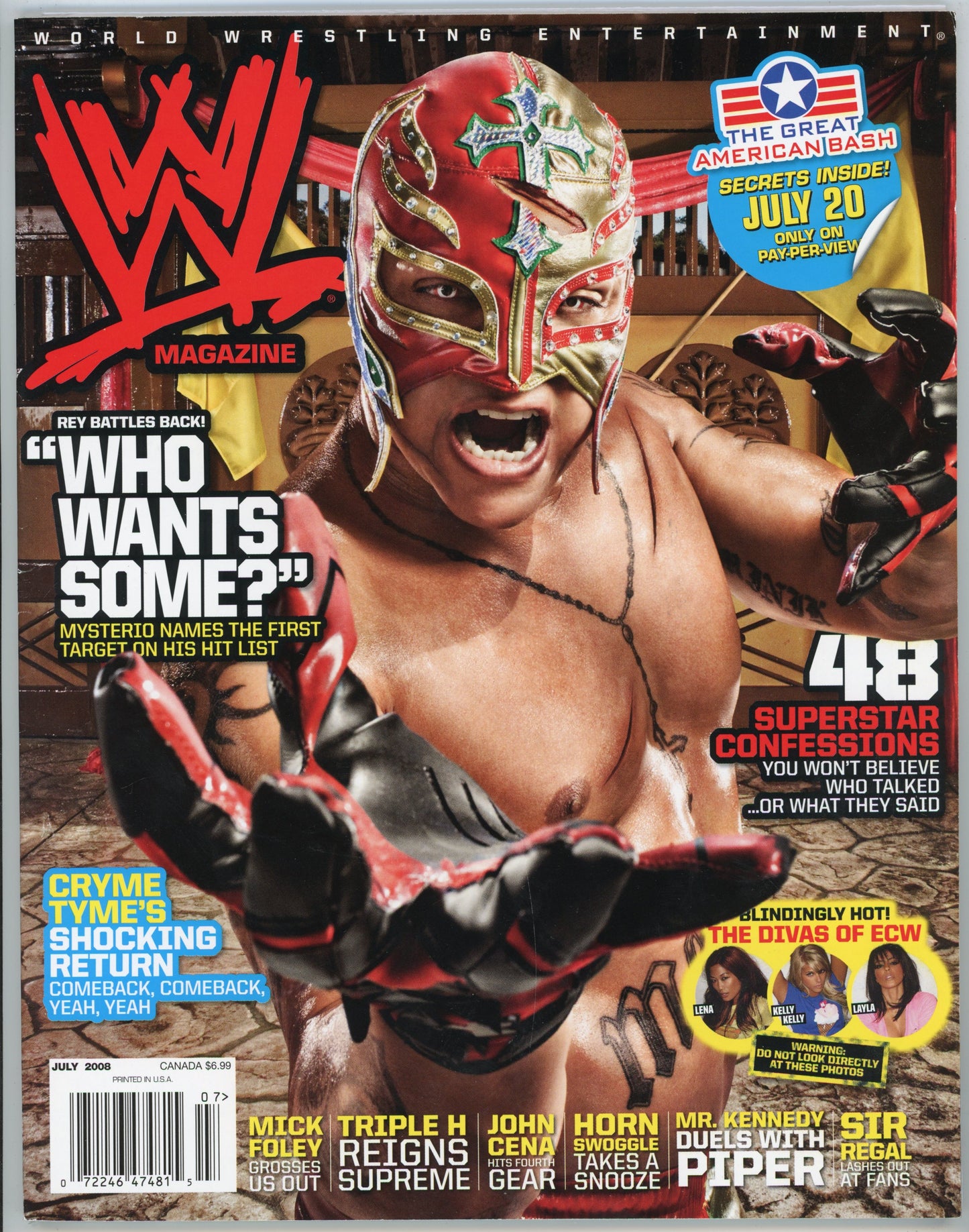 WWE Vintage Wrestling Magazine (July 2008) Rey Mysterio Cover
