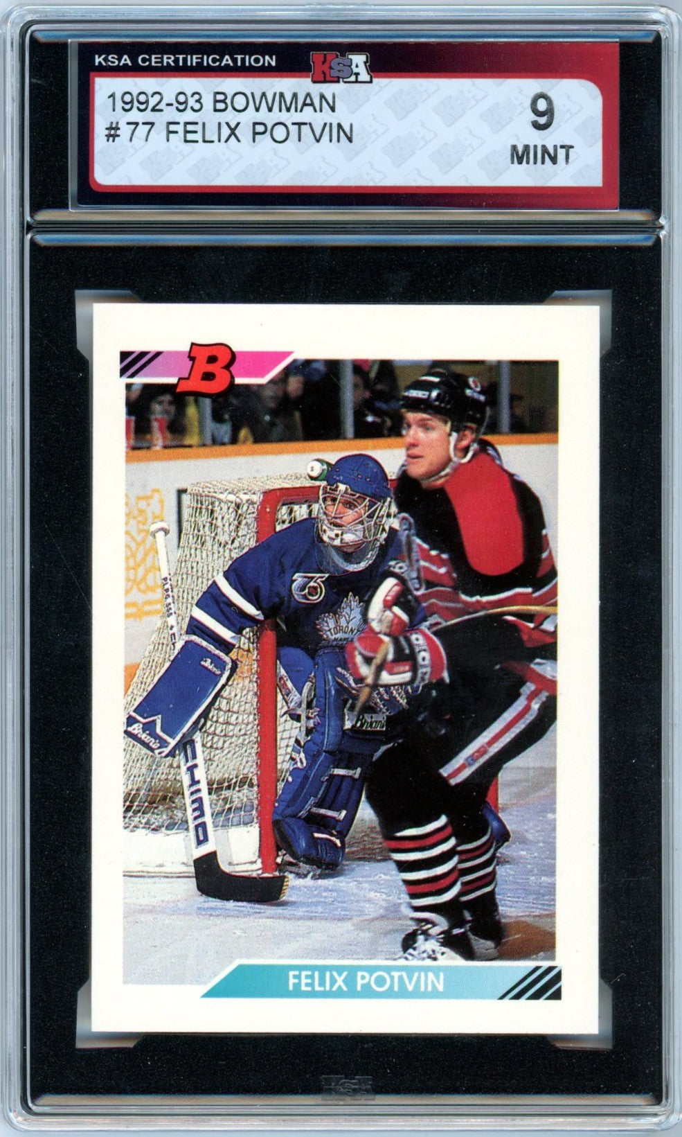 1992/93 Bowman Felix Potvin #77 Graded Hockey Card KSA 9