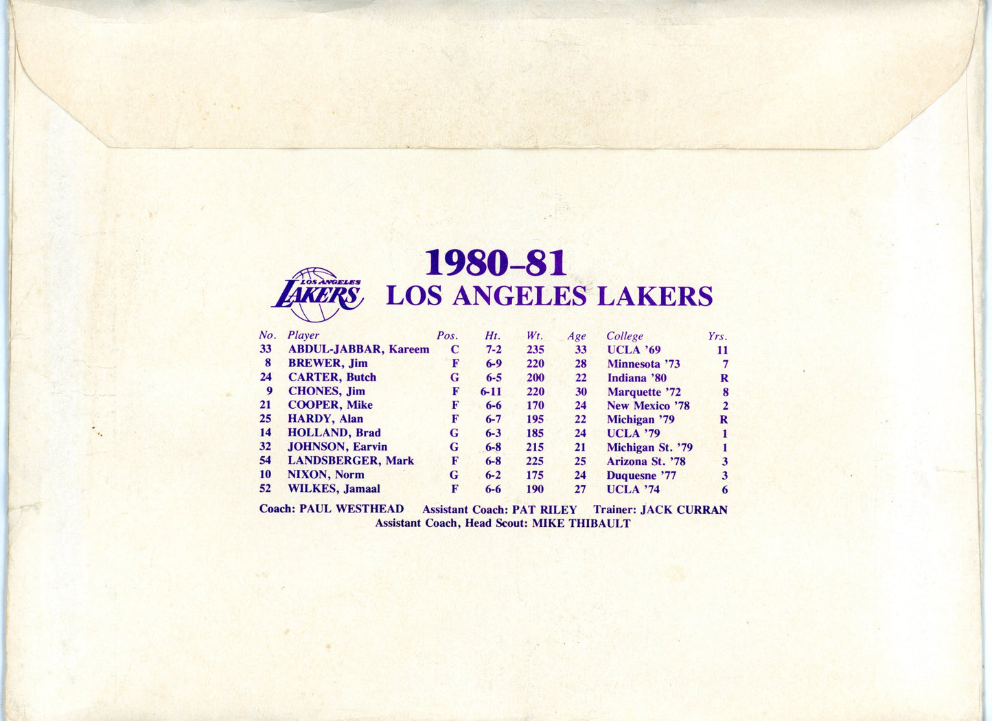 1980/81 Los Angeles Lakers Photo Album Sears Promo + Branded Envelope Magic Johnson Rookie *READ*