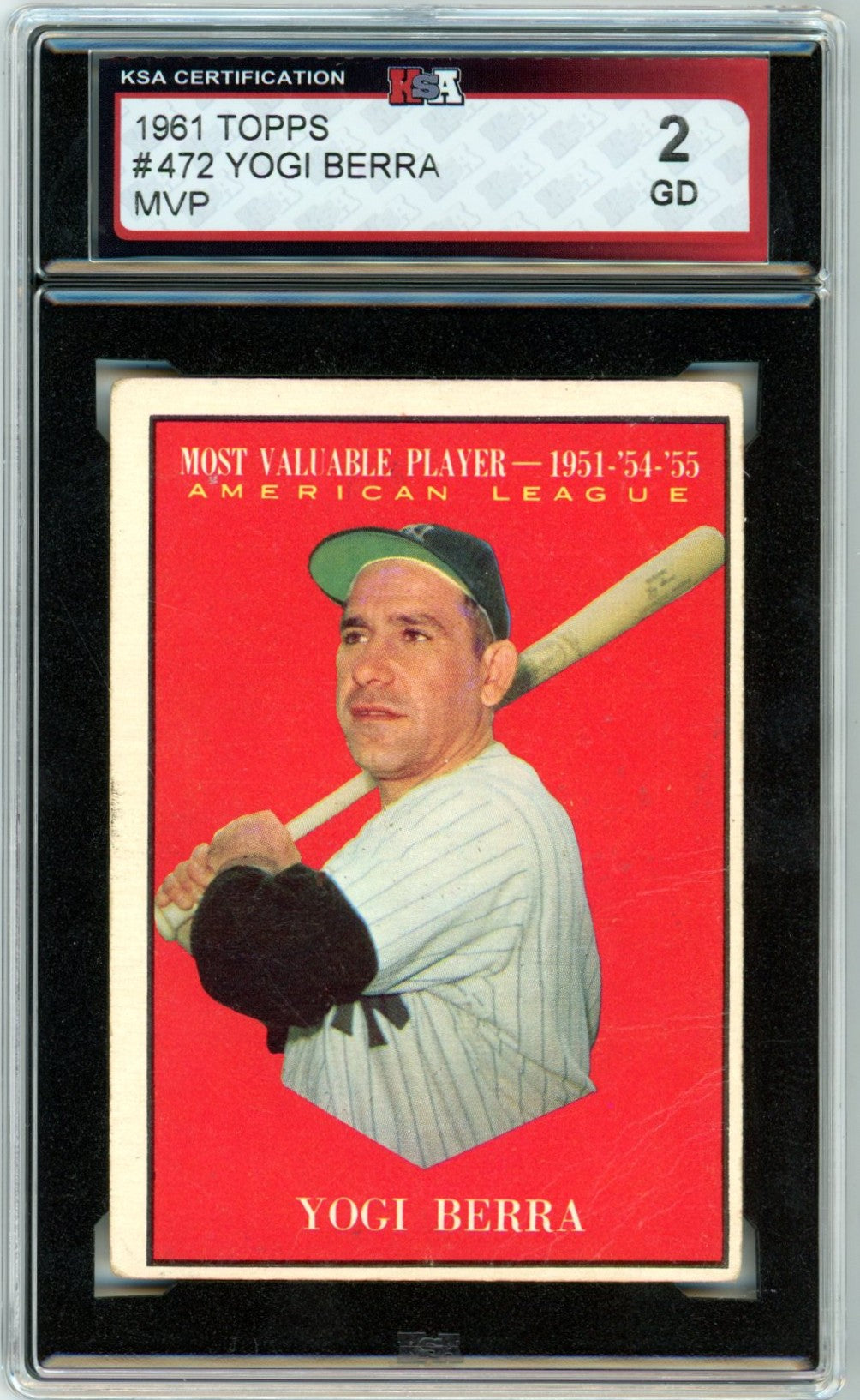 1961 Topps Yogi Berra MVP #472 Graded Baseball Card KSA 2