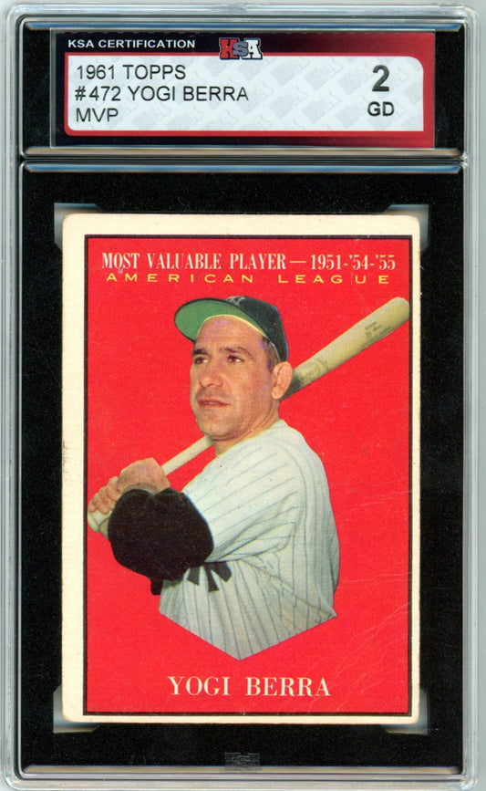1961 Topps Yogi Berra MVP #472 Graded Baseball Card KSA 2