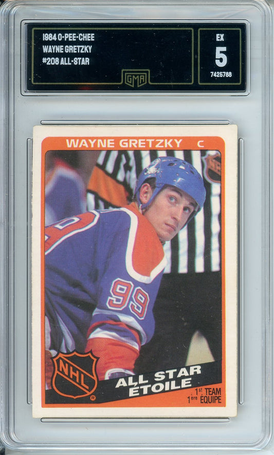 1984 OPC Wayne Gretzky #208 All-Star Hockey Card GMA 5