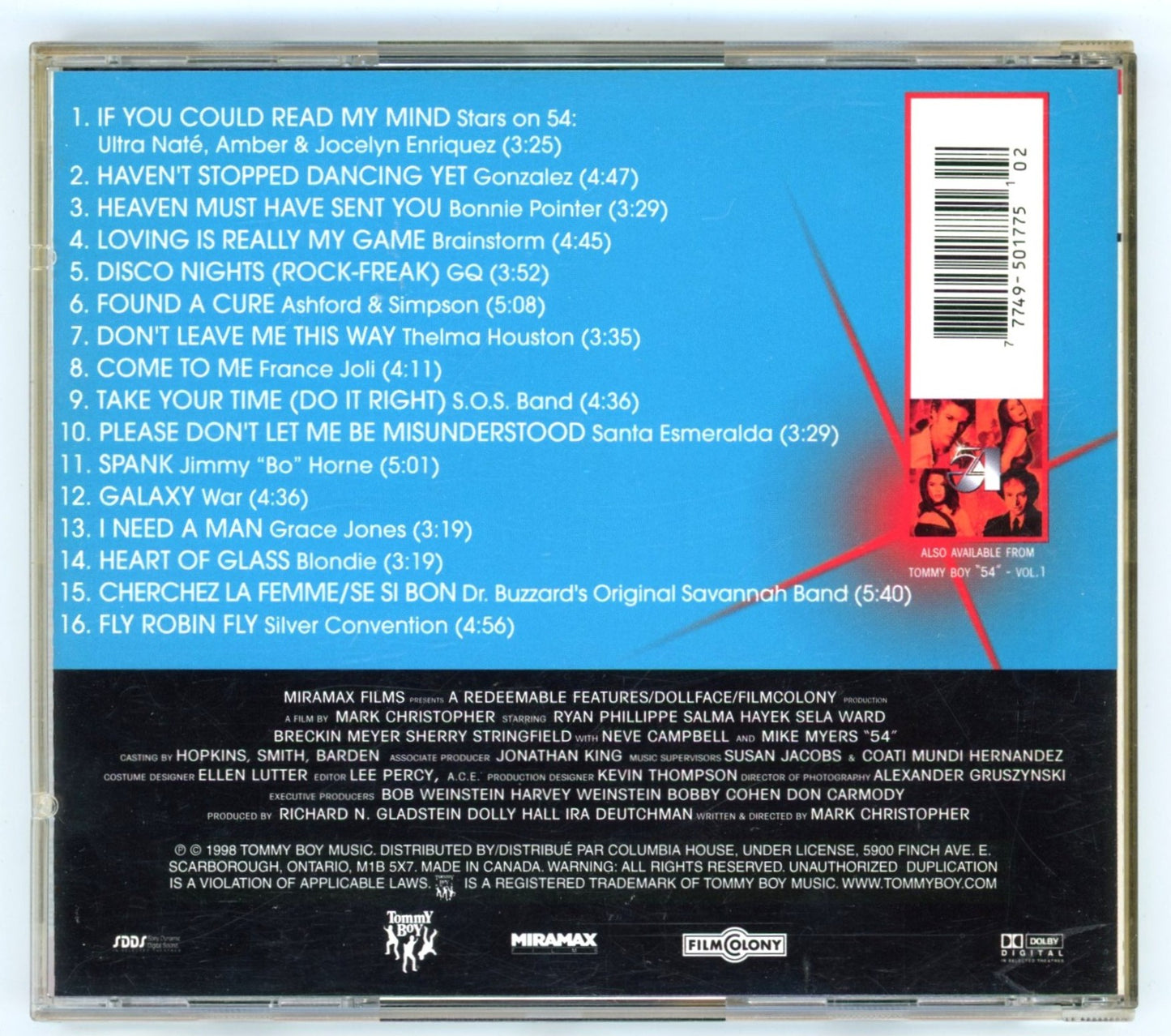 54 (1998) Motion Picture Soundtrack Volume 2 Vintage CD