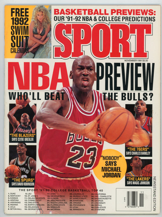 Vintage Sport Magazine NBA Preview (November, 1991) Michael Jordan