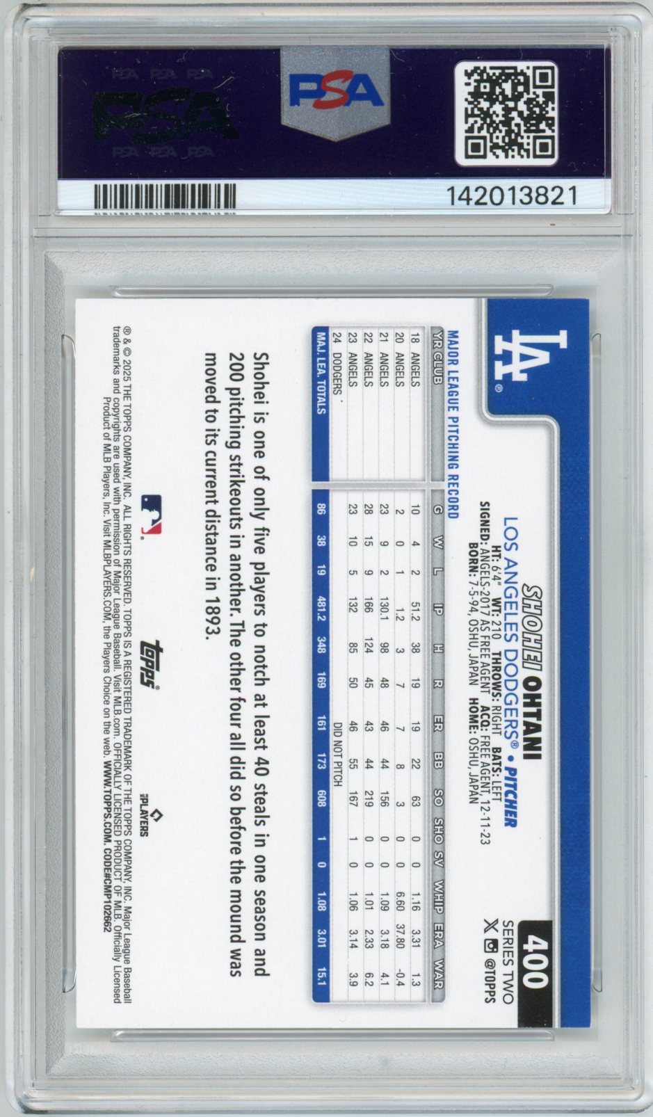 2025 Topps Shohei Ohtani Graded Baseball Card #400 PSA 9