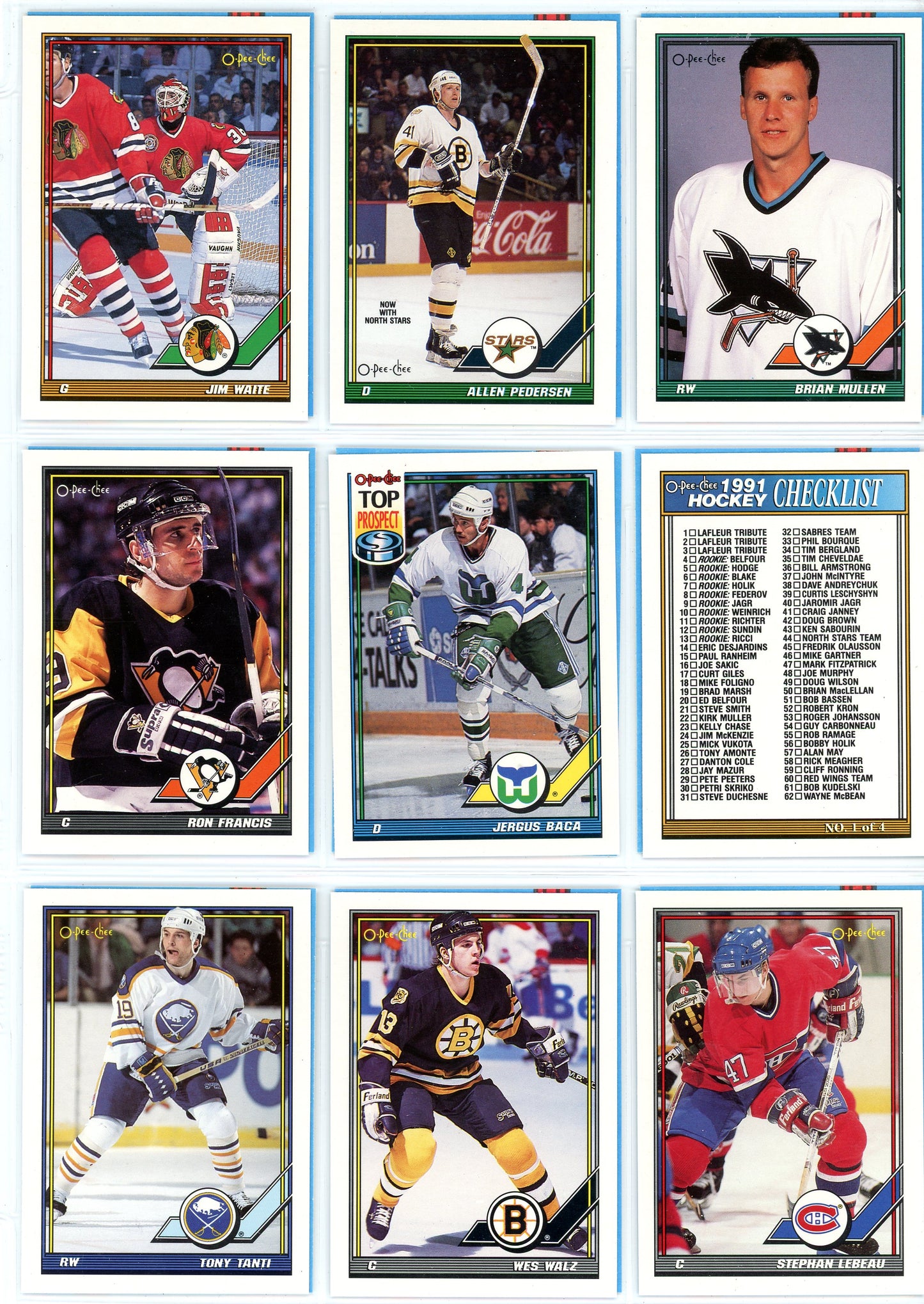 1991/92 OPC O-Pee-Chee NHL Hockey Card Master Set (593 Cards) San Jose Sharks, Russian Inserts