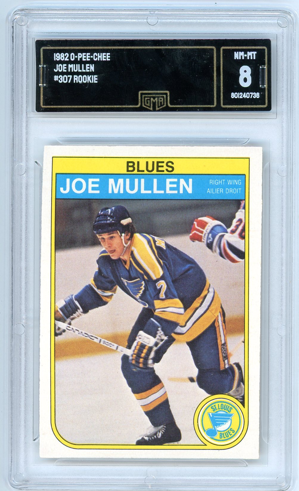 1982 O-Pee-Chee Joe Mullen Graded Rookie Card #307 GMA 8