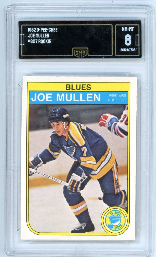 1982 O-Pee-Chee Joe Mullen Graded Rookie Card #307 GMA 8