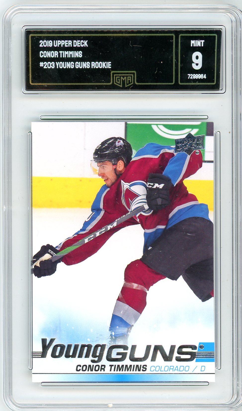 2019 Upper Deck Conor Timmins Graded Rookie Card #203 GMA 9