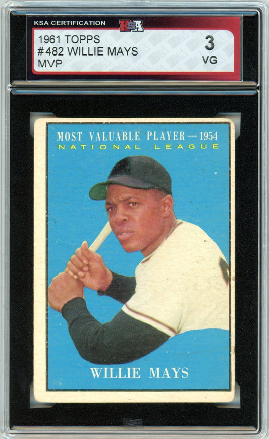 1961 Topps Willie Mays MVP #472 Graded Baseball Card KSA 3