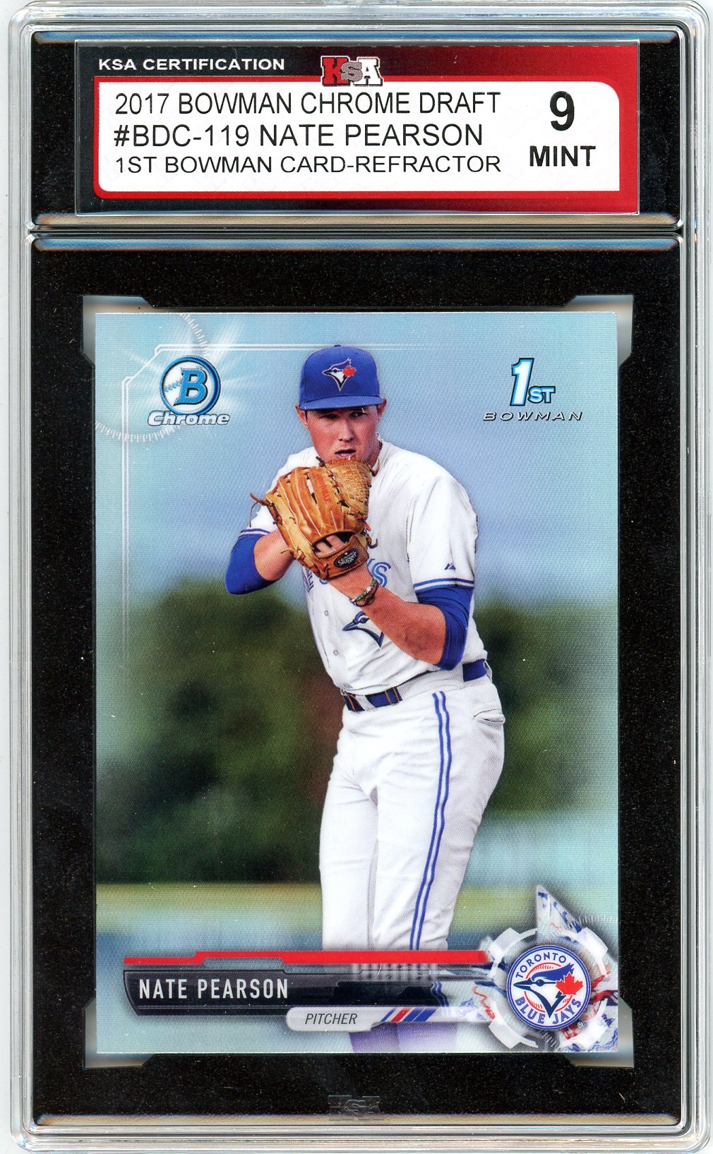 2017 Bowman Chrome Draft Nate Pearson Refractor Graded Card KSA 9