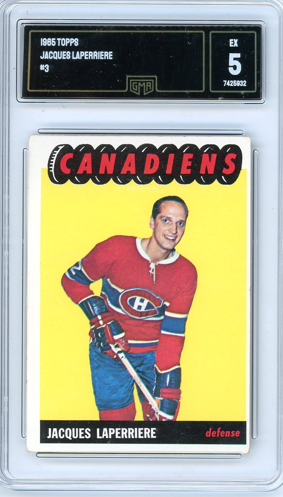 1965 Topps Jacques Laperriere Graded Card #3 GMA 5