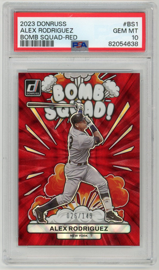 2023 Donruss Alex Rodriguez Bomb Squad! Red #BS1 Graded Baseball Card /149 PSA 10 POP 3