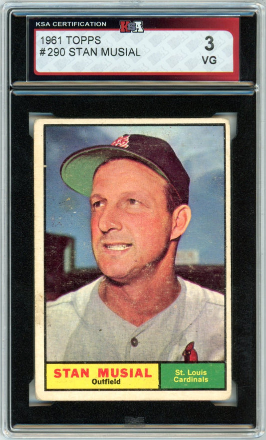 1961 Topps Stan Musial #290 Graded Baseball Card KSA 3