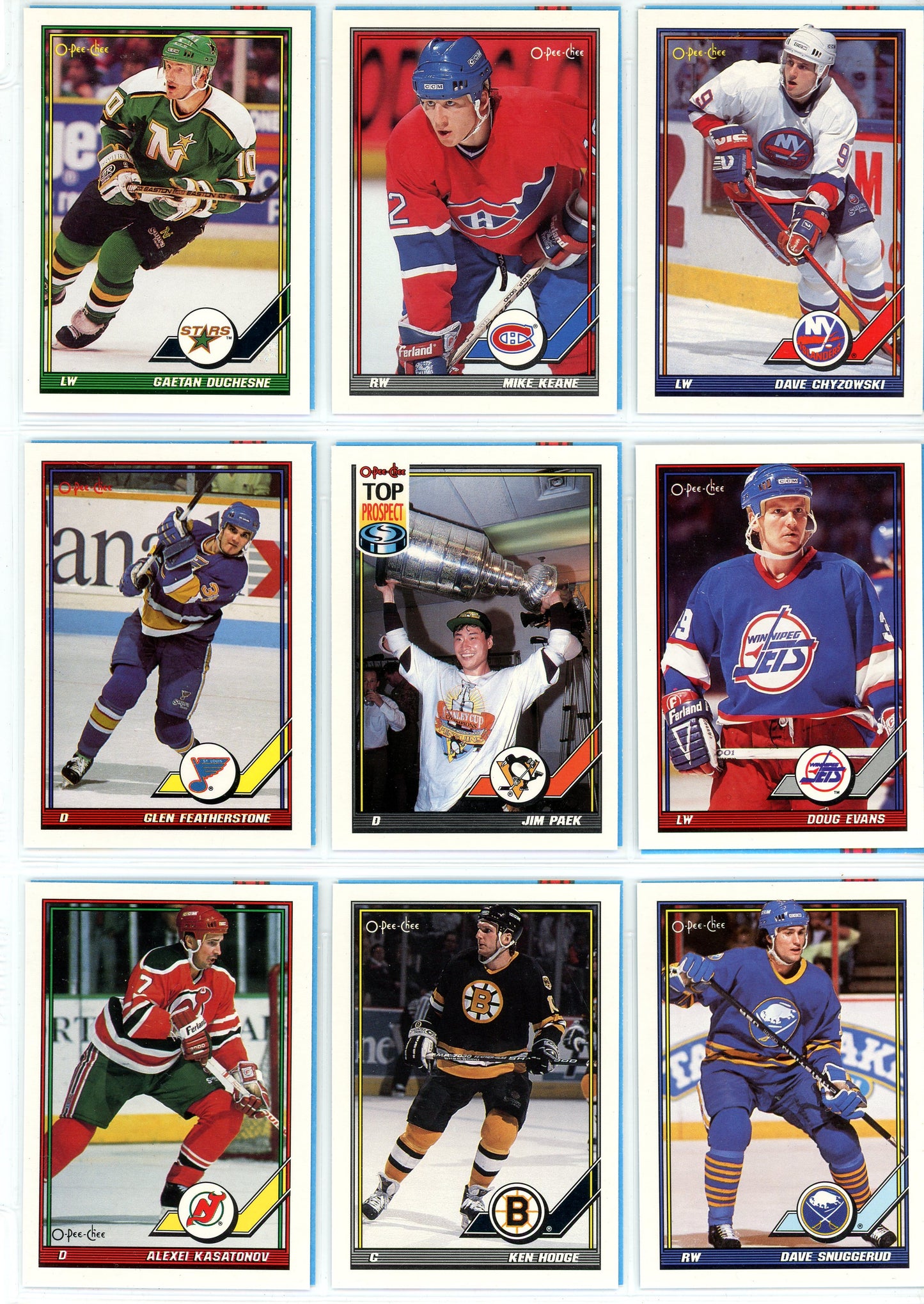 1991/92 OPC O-Pee-Chee NHL Hockey Card Master Set (593 Cards) San Jose Sharks, Russian Inserts