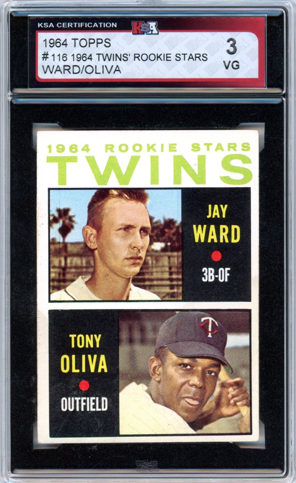 1964 Topps Twins Rookie Stars Ward / Oliva #116 Graded Rookie Card KSA 3