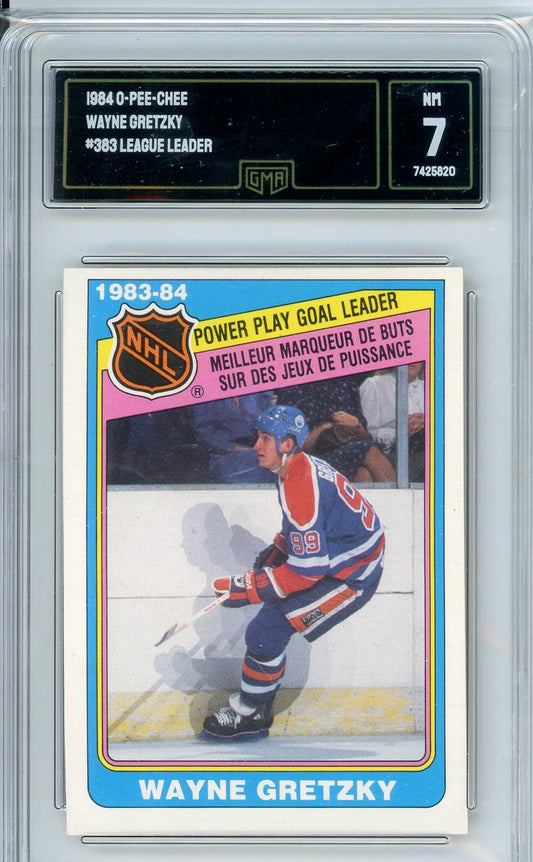 1984 OPC Wayne Gretzky #383 League Leader Hockey Card GMA 7