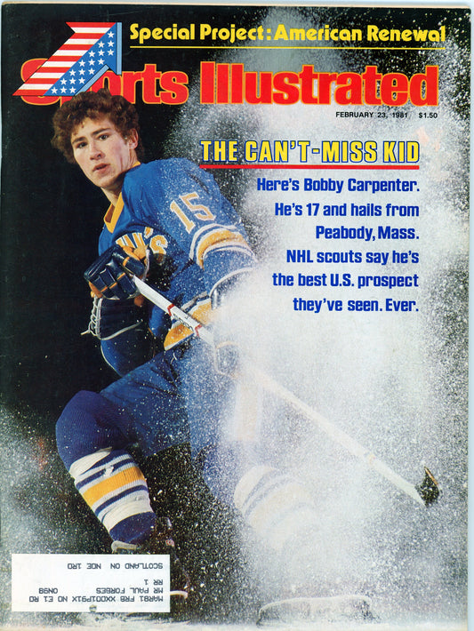 Vintage Sports Illustrated Magazine (February, 1981) Bobby Carpenter