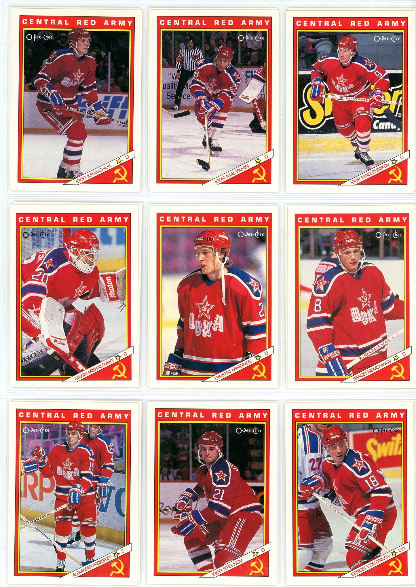 1991/92 OPC O-Pee-Chee NHL Hockey Card Master Set (593 Cards) San Jose Sharks, Russian Inserts