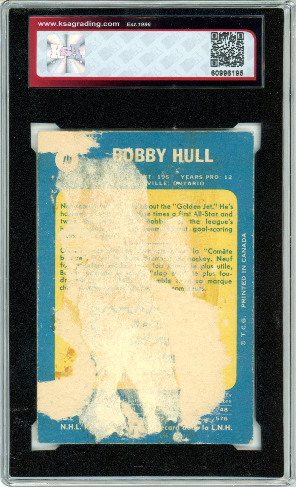 1969/70 OPC O-Pee-Chee Bobby Hull #70 Graded Hockey Card KSA Authentic