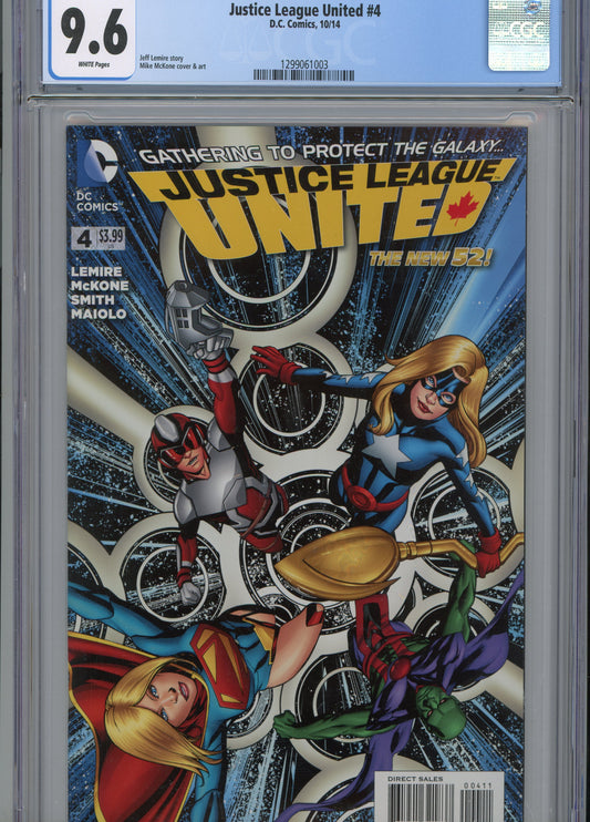 2014 Justice League United #4 Graded Comic Book Mike McKone Cover CGC 9.6