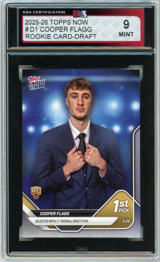 2025/26 Topps Now Cooper Flagg Draft Graded Rookie Card #D1 KSA 9