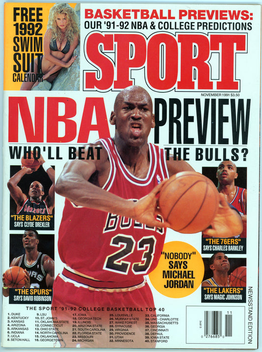 Vintage Sport Magazine NBA Predictions (November, 1991) Michael Jordan