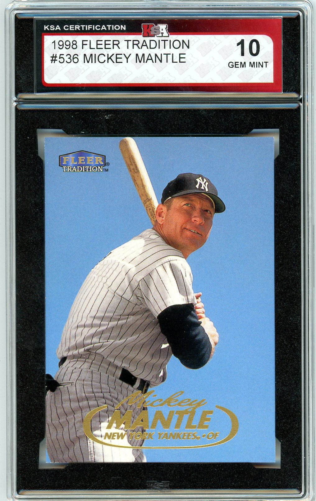 1998 Fleer Tradition Mickey Mantle Graded Card #536 KSA 10