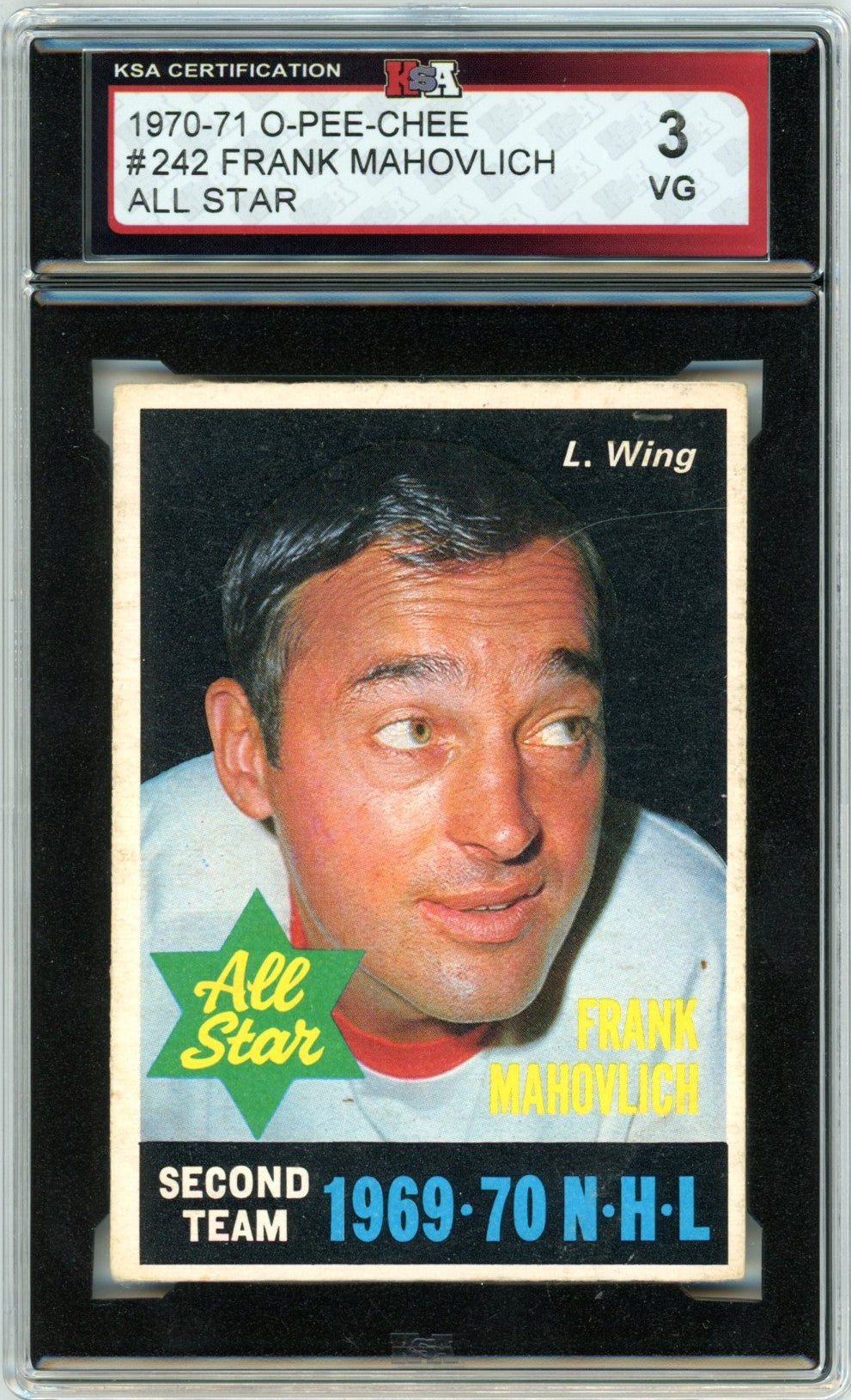 1970/71 OPC O-Pee-Chee Frank Mahovlich All Star #242 Graded Hockey Card KSA 3