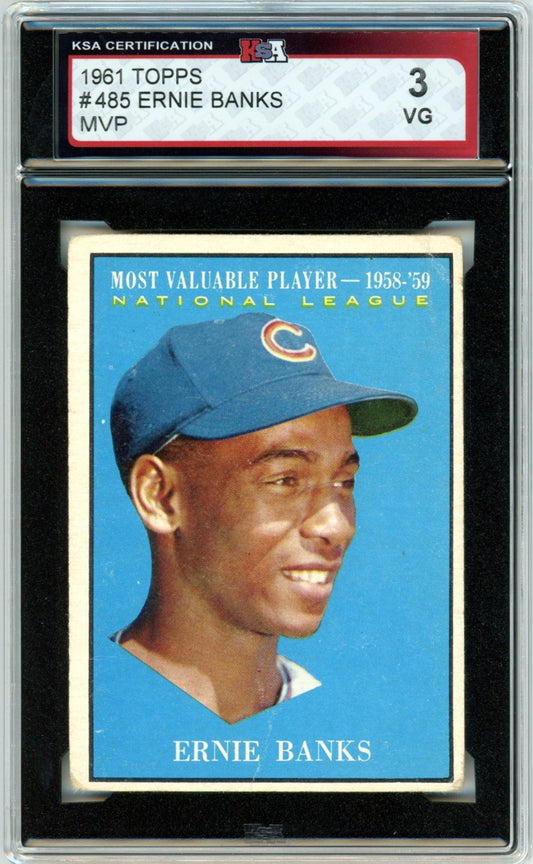 1961 Topps Ernie Banks MVP #485 Graded Baseball Card KSA 3