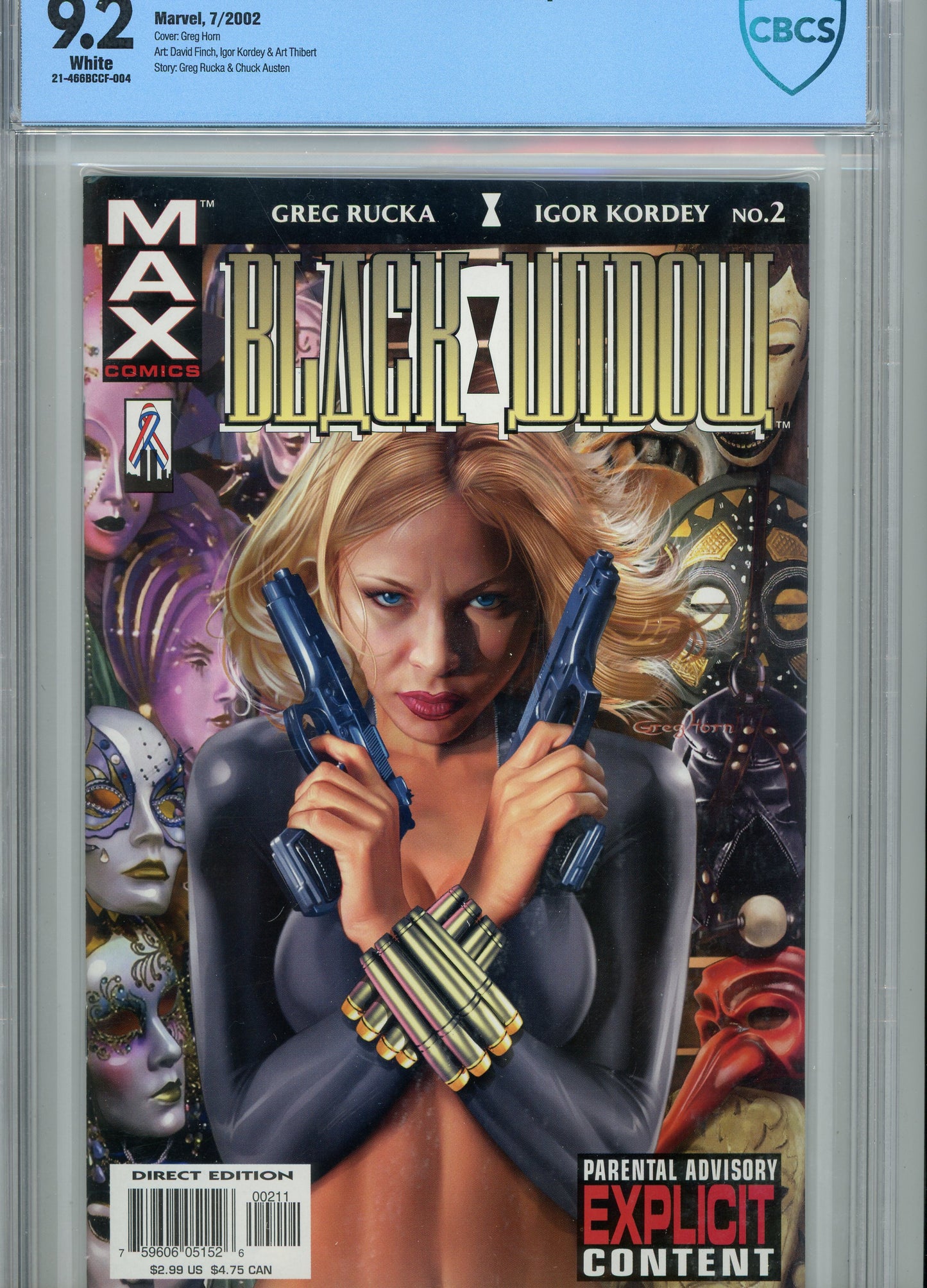 2002 Black Widow: Pale Little Spider #2 Graded Comic Book Greg Horn Cover CBCS 9.2
