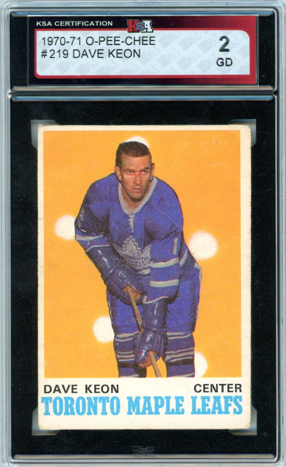 1970/71 OPC O-Pee-Chee Dave Keon #219 Graded Hockey Card KSA 2