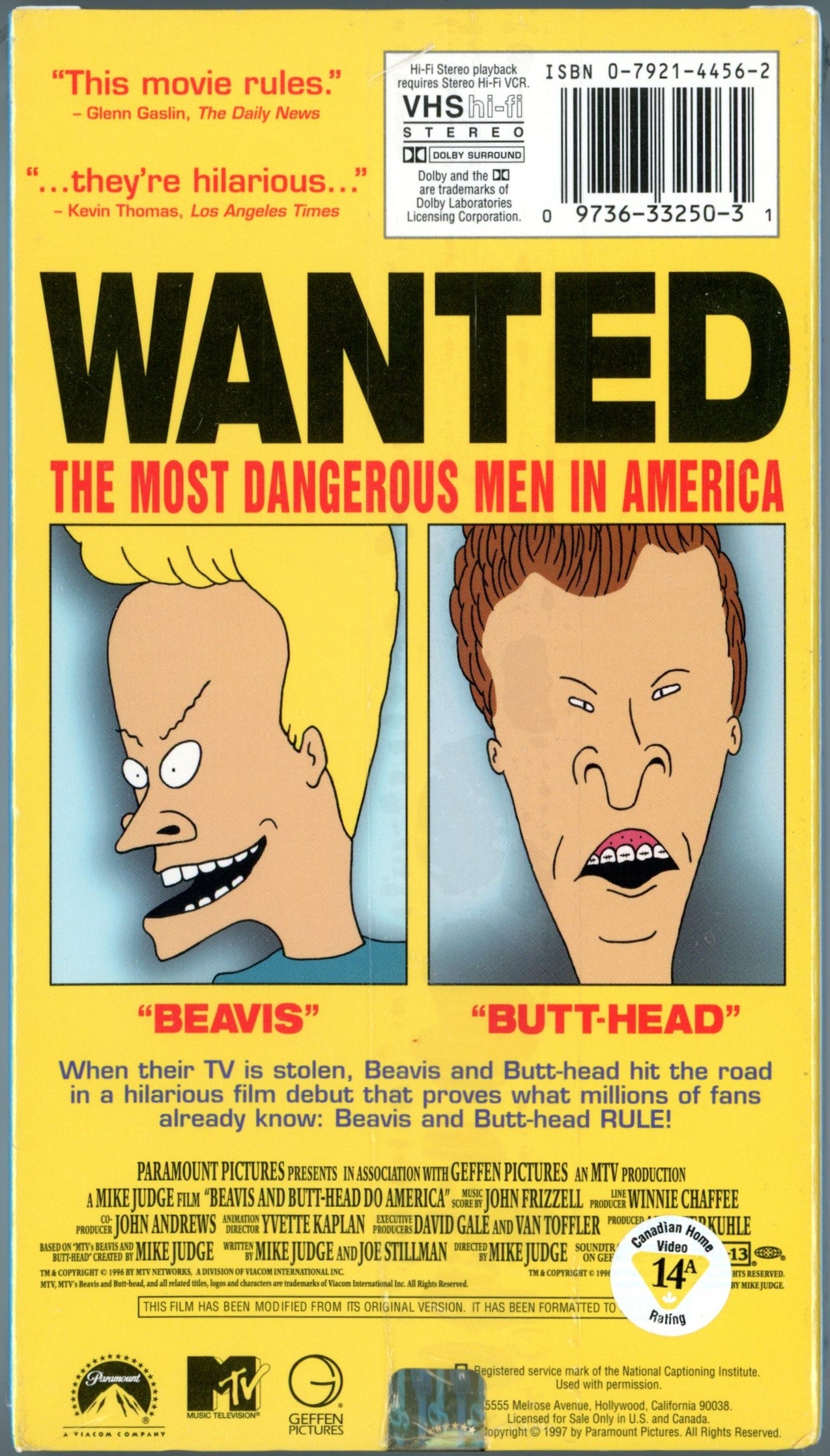 1997 Beavis and Butt-Head Do America (1996) MTV Vintage VHS Tape Factory Sealed Very Rare!