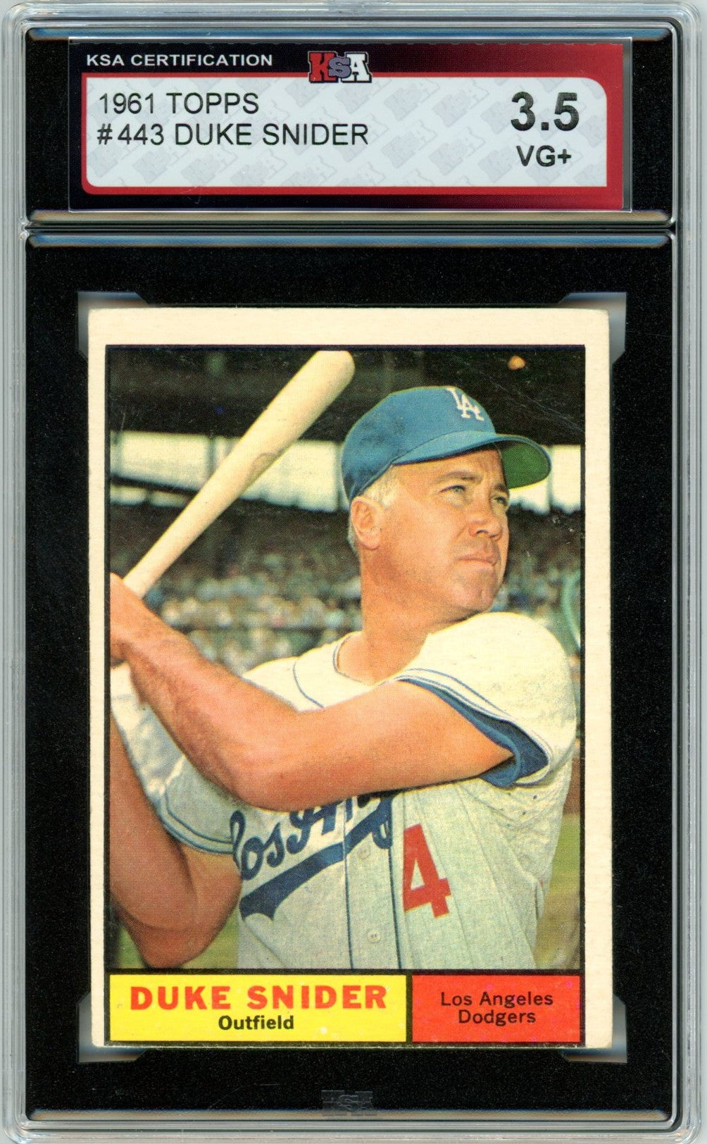 1961 Topps Duke Snider #443 Graded Baseball Card KSA 3.5