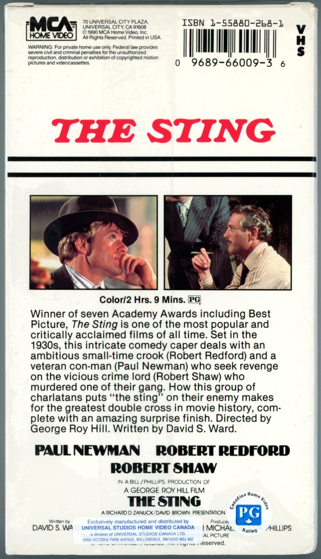 1990 The Sting (1973) Robert Redford Paul Newman Vintage VHS Tape Sealed