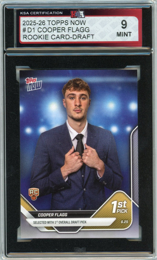 2025/26 Topps Now Cooper Flagg Draft Graded Rookie Card KSA 9