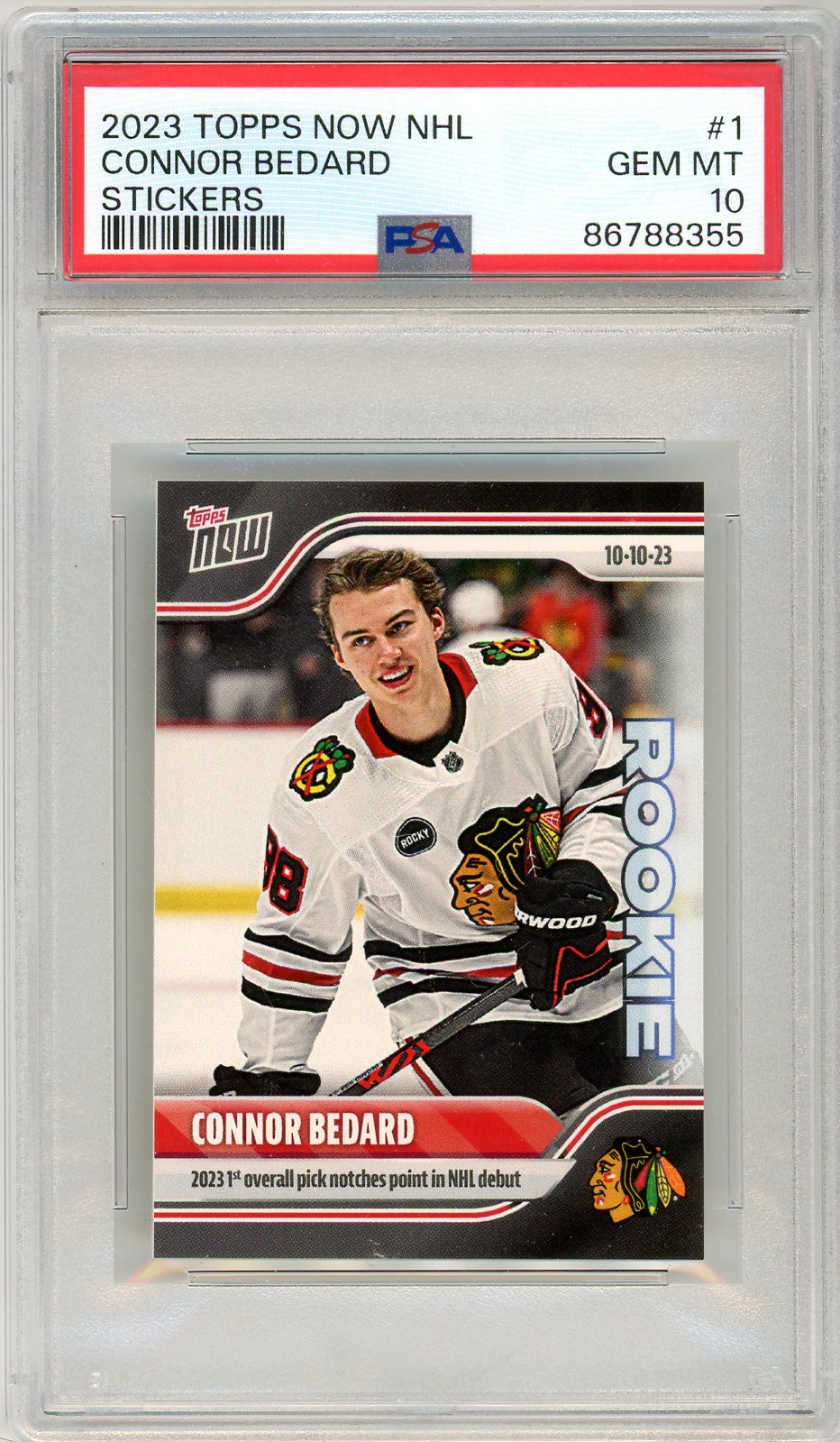 2023 Topps Now NHL Connor Bedard Graded Rookie Card PSA 10