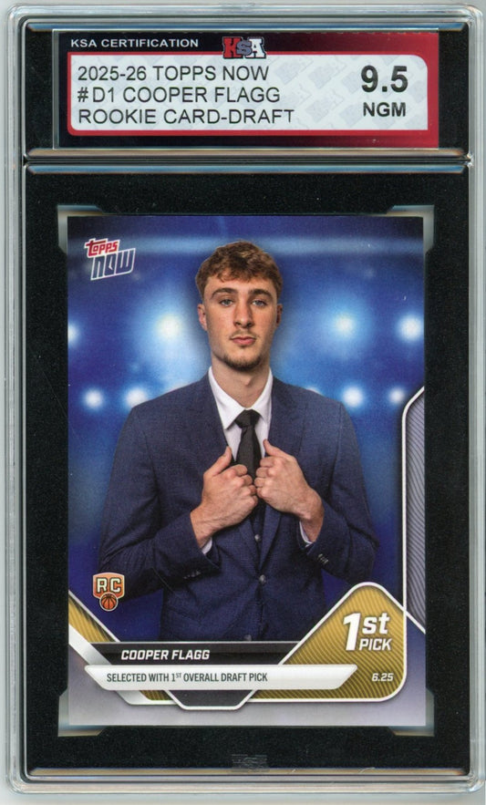 2025/26 Topps Now Cooper Flagg Draft #D1 Graded Rookie Card KSA 9.5