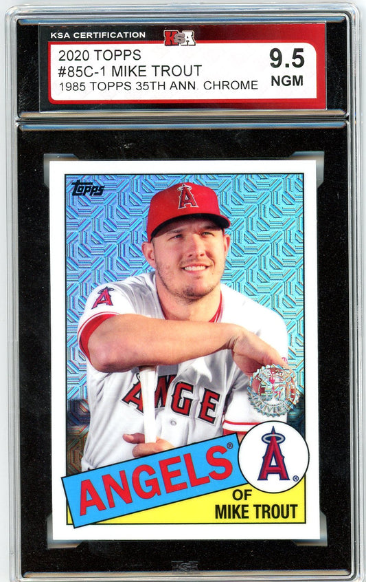2020 Topps Mike Trout Topps 35th Anniversary Chrome Graded Card #85C-1 KSA 9.5
