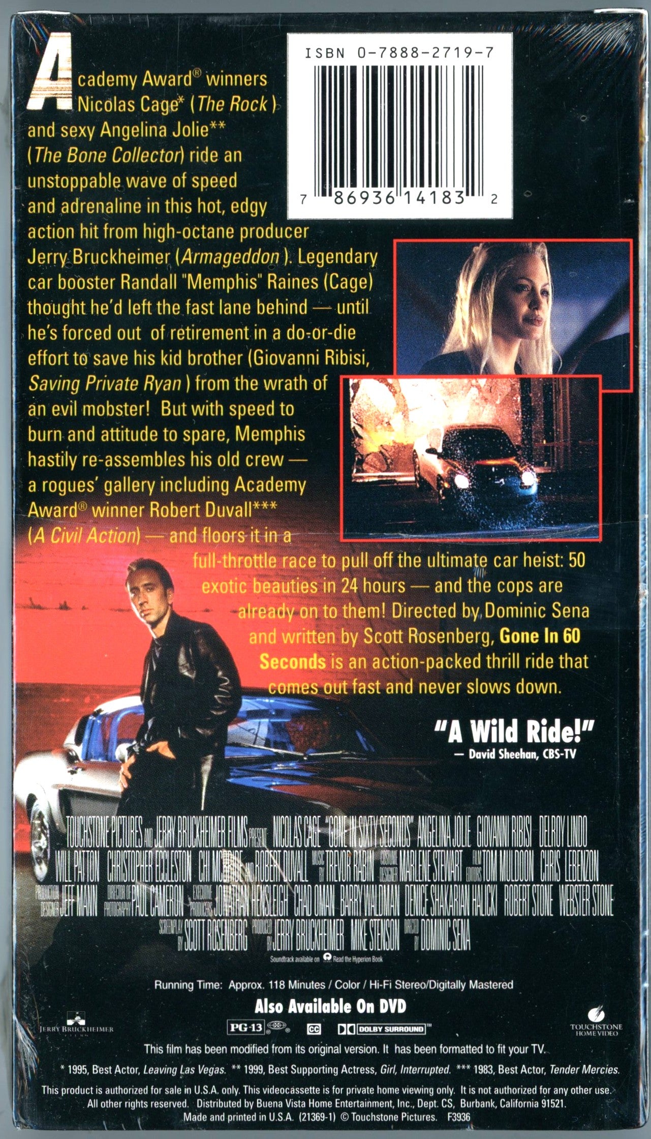 Gone in 60 Seconds (2000) Nic Cage Angelina Jolie Vintage VHS Tape Sealed