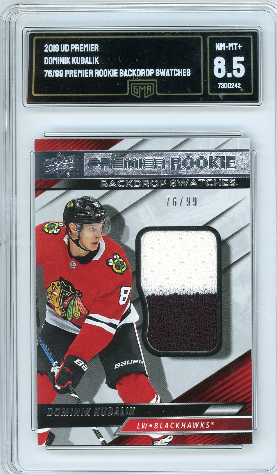 2019 Upper Deck Premier Dominik Kubalik Graded Rookie Card 76/99 GMA 8.5