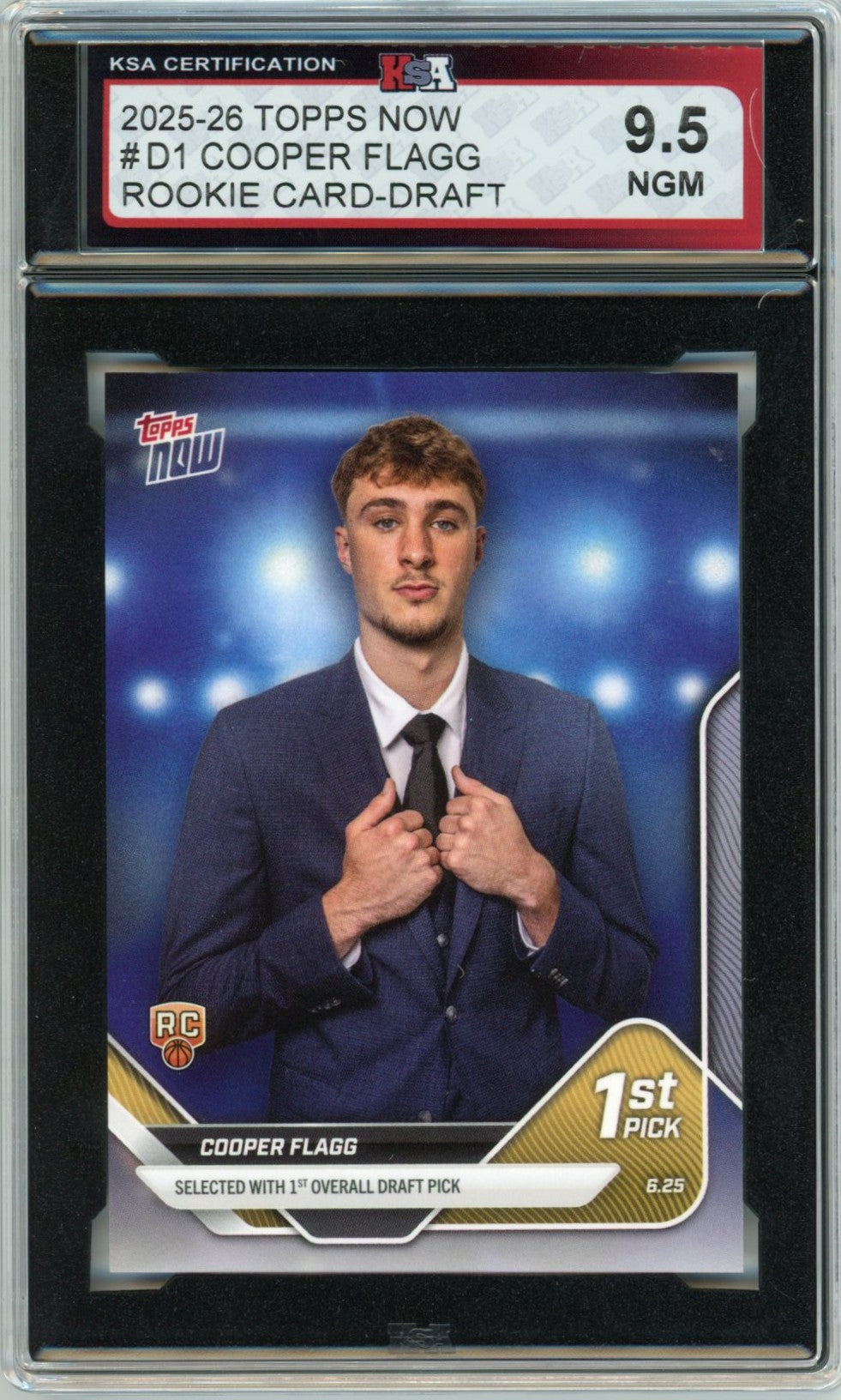 2025/26 Topps Now Cooper Flagg Draft Graded Rookie Card KSA 9.5