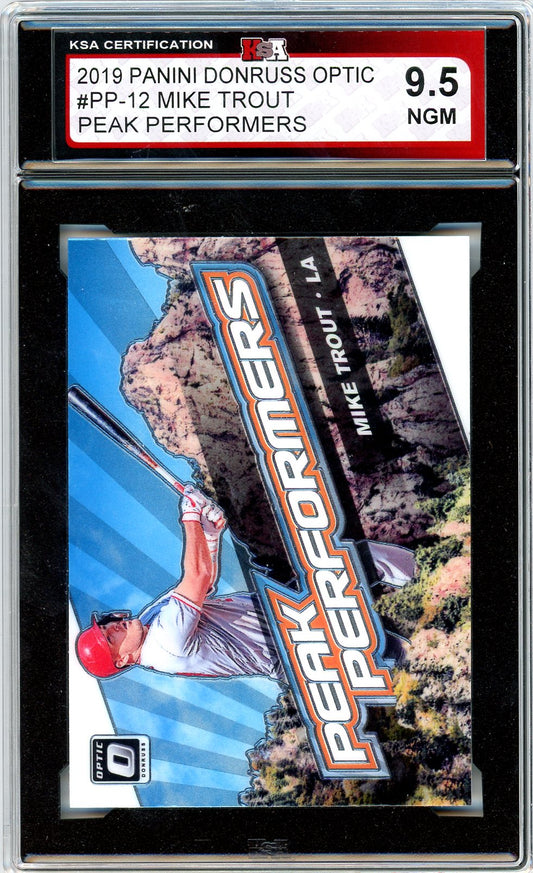 2019 Panini Donruss Optic Mike Trout Peak Performers Graded Card #PP-12 KSA 9.5