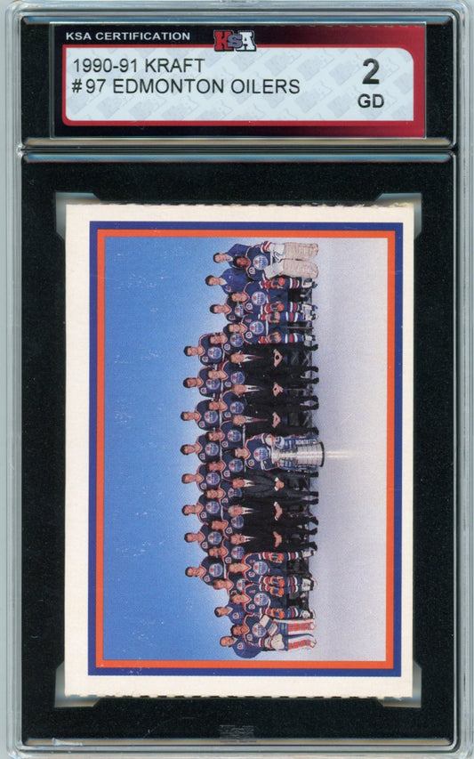 1990/91 Kraft Edmonton Oilers Graded Hockey Team Card #97 KSA 2