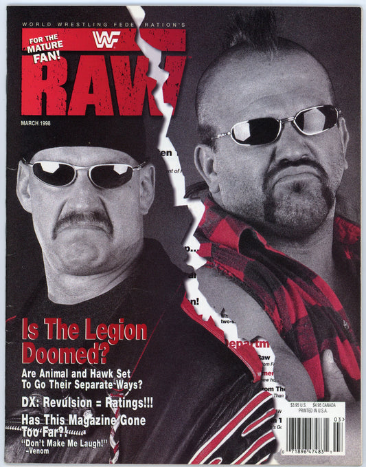 WWE Raw Vintage Wrestling Magazine (March 1998) The Legion Cover